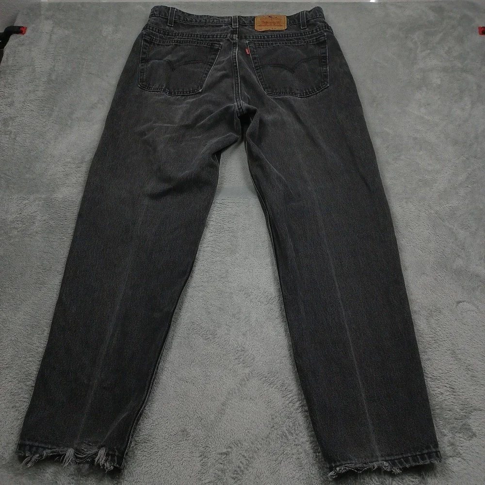 Levis 550 Jeans Mens 34x30 Black Denim Distressed Relaxed Fit Tapered Pockets